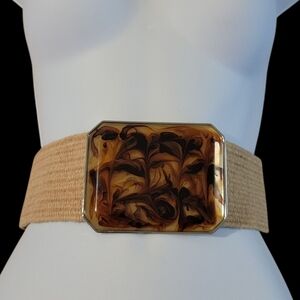 Chico’s Stretch‎ Belt Brown & Tan Swirl Buckle Size M/L